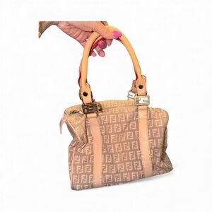 Authentic Fendi Beige Boston Handbag